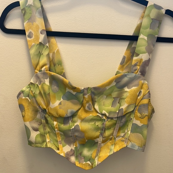 Cider Floral Corset Cropped Tank size S - Picture 2 of 5